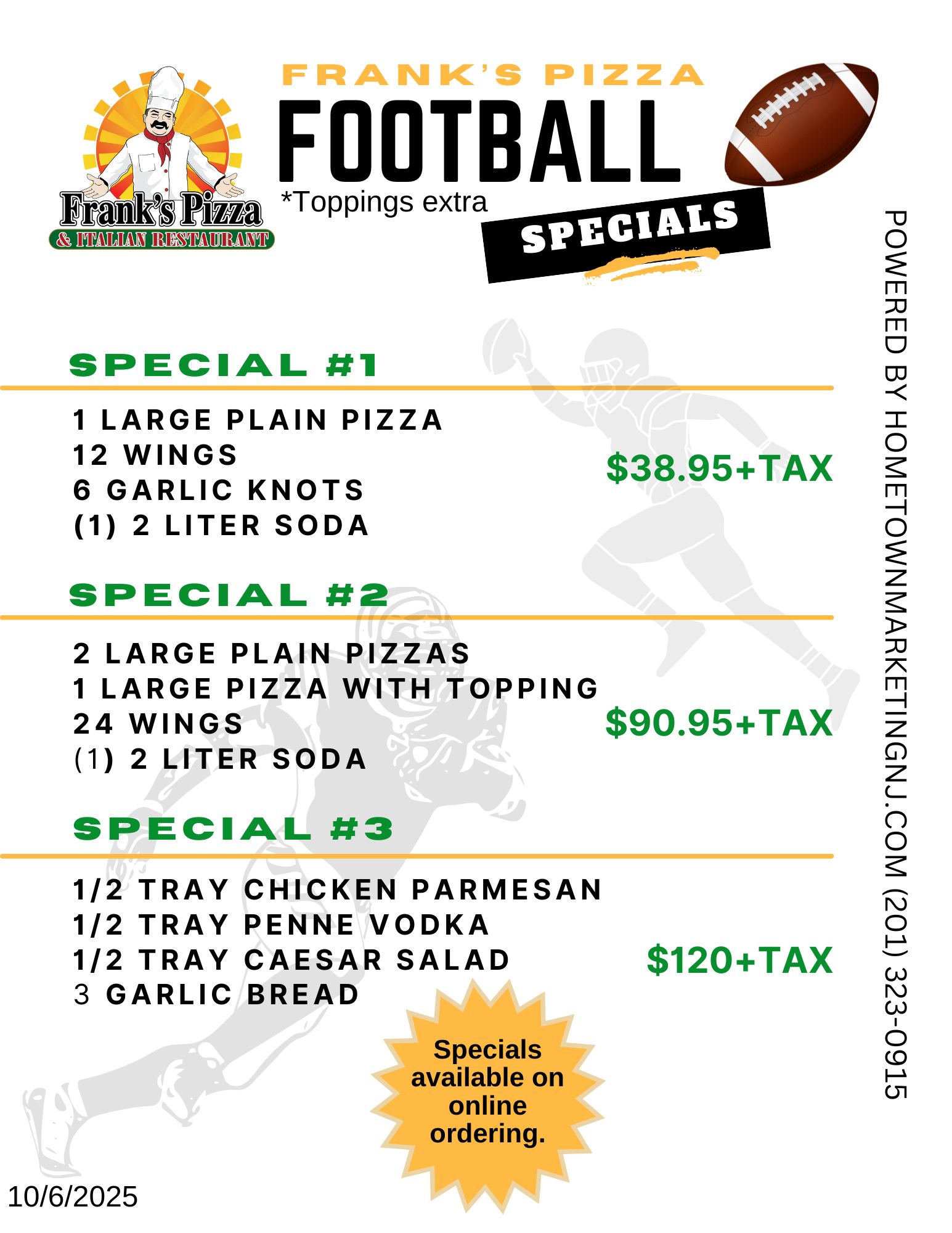 Franks manville Football Specials 1062025